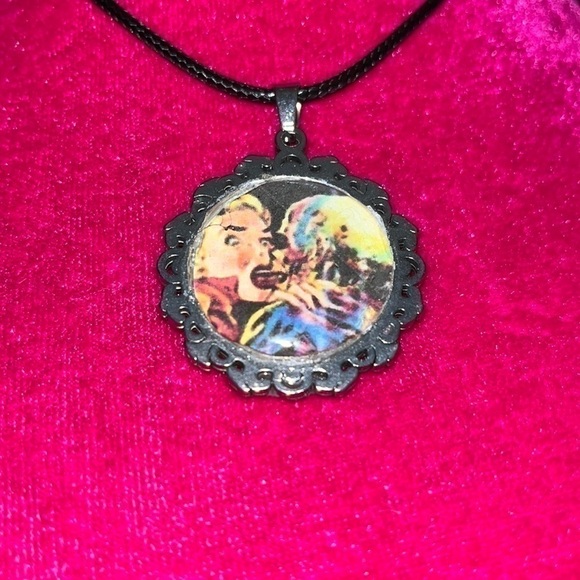 You Suck The Life Out Of Me SkullNecklace Upcycled Handcrafted Gothic Punk … - Picture 2 of 6